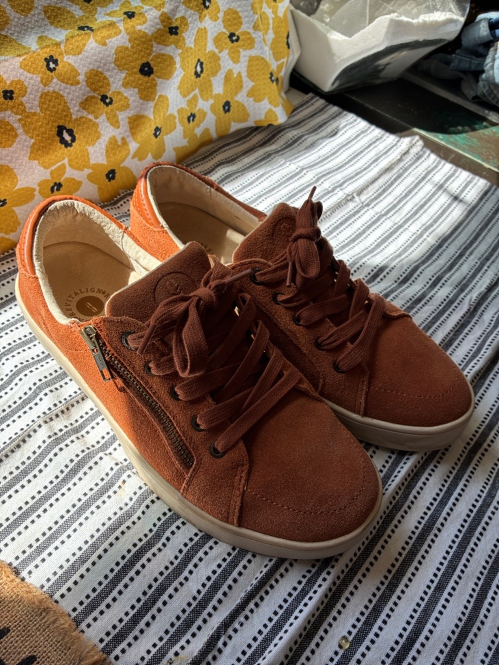 REVITALIGN Women's Rust Brown Suede Sneakers